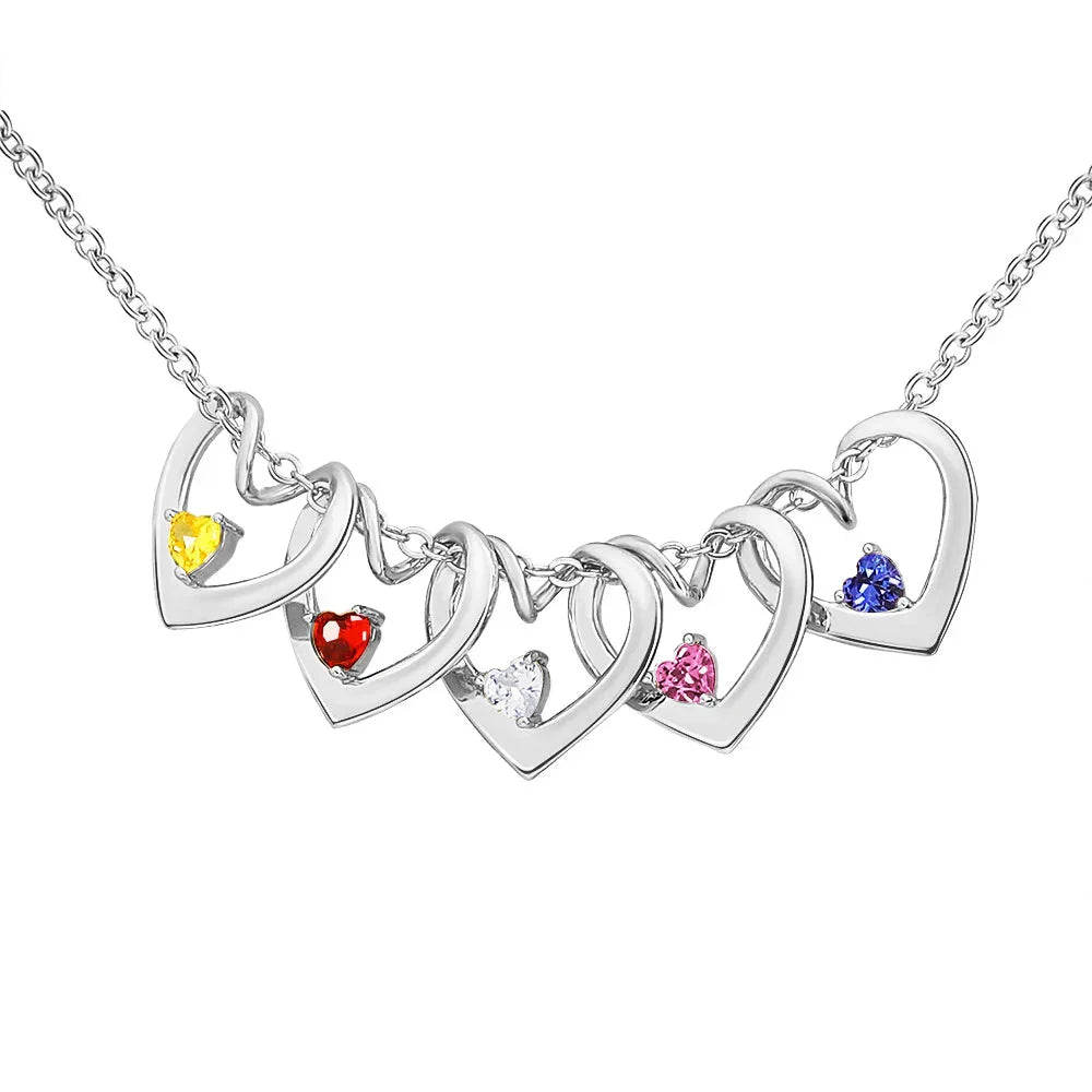 Delicate Heart Birthstone Bangle Necklace Set