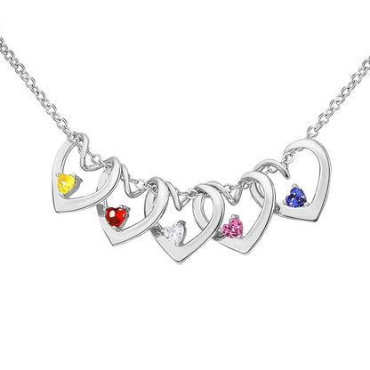 Delicate Heart Birthstone Bangle Necklace Set