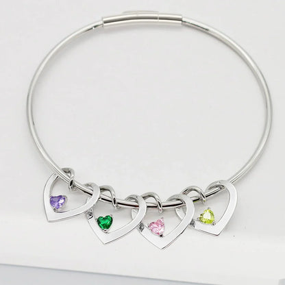Delicate Heart Birthstone Bangle Necklace Set