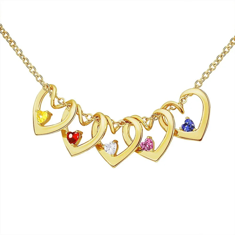 Delicate Heart Birthstone Bangle Necklace Set