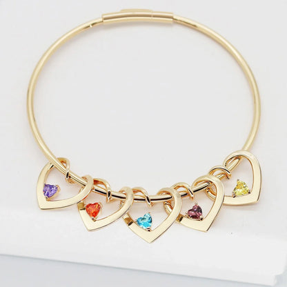Delicate Heart Birthstone Bangle Necklace Set