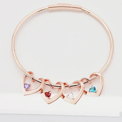 Delicate Heart Birthstone Bangle Necklace Set
