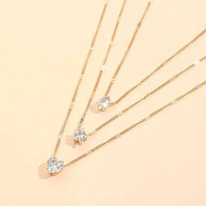 Delicate Cut Diamond Layering Necklace Set
