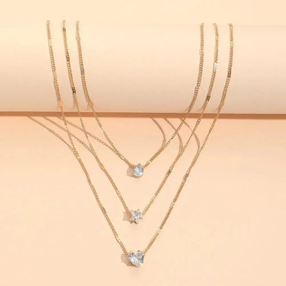 Delicate Cut Diamond Layering Necklace Set