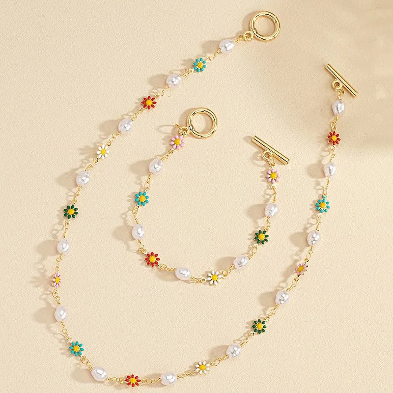 Delicate Flower Pearl Jewelry Set