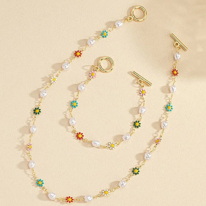 Delicate Flower Pearl Jewelry Set