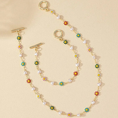 Delicate Flower Pearl Jewelry Set