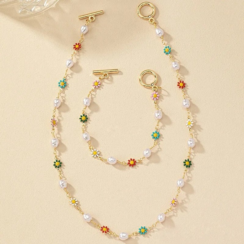 Delicate Flower Pearl Jewelry Set