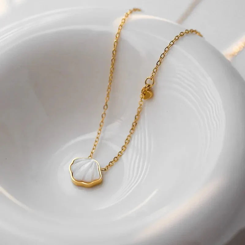 Delicate Beach Shell Pendant Necklace