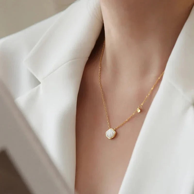 Delicate Beach Shell Pendant Necklace