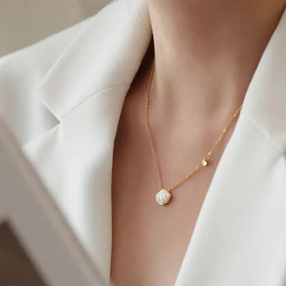 Delicate Beach Shell Pendant Necklace
