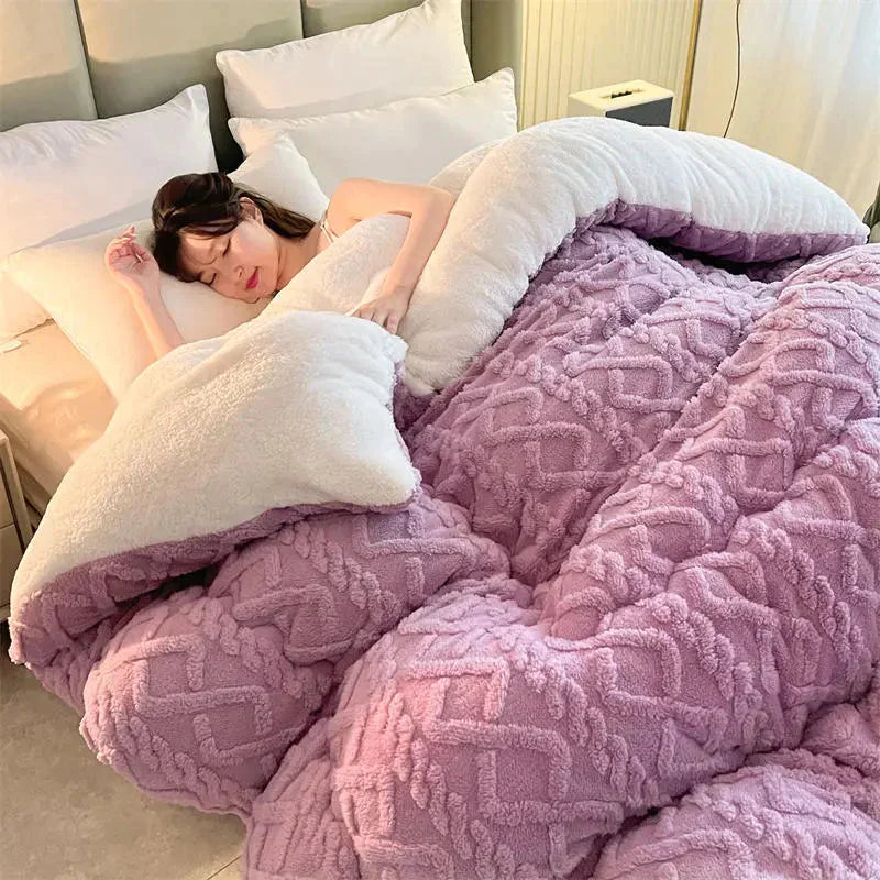 Soft Plush Winter Duvet Cover - Warm Fleece Bedding Set
