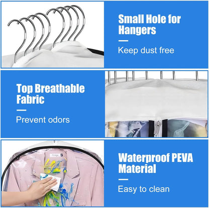 Clear Clothing Storage Bags with Zipper - 6 Pack