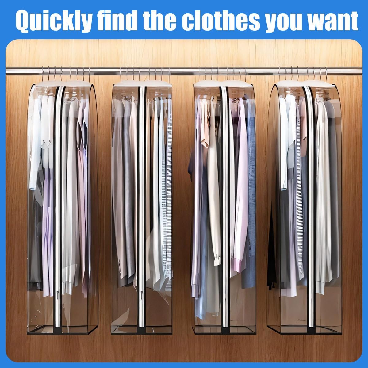 Clear Clothing Storage Bags with Zipper - 6 Pack