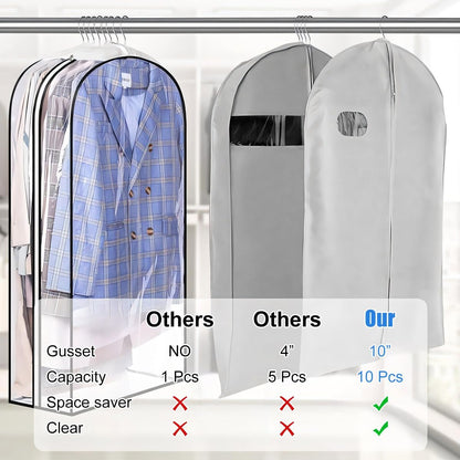 Clear Clothing Storage Bags with Zipper - 6 Pack - Fesara