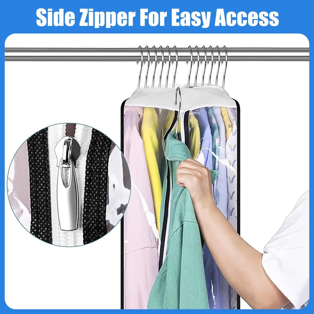 Clear Clothing Storage Bags with Zipper - 3 Pack