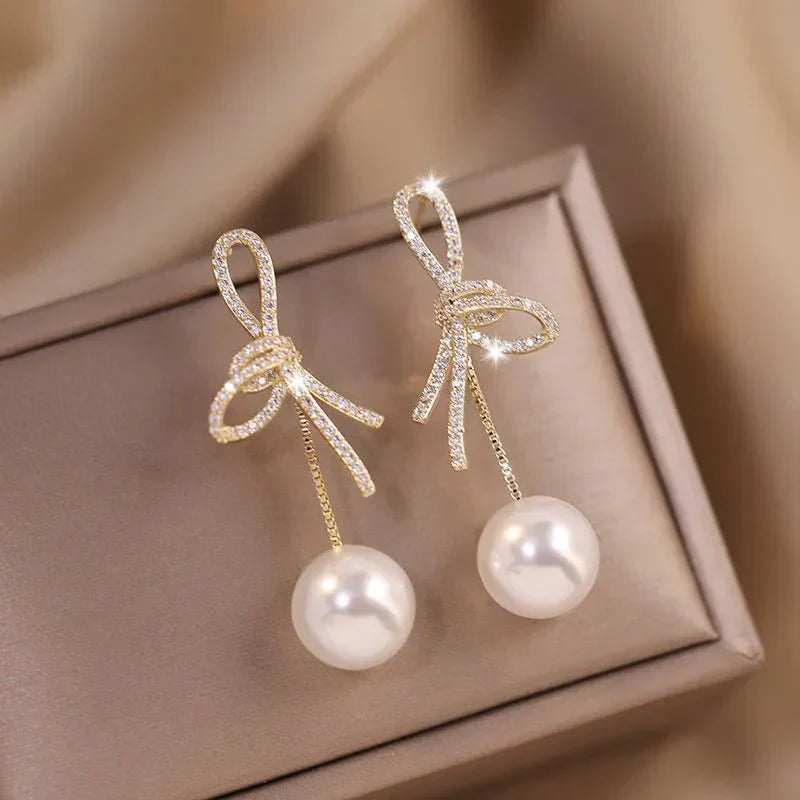 Fesara | Elegant Pearl Drop Dangle Earrings