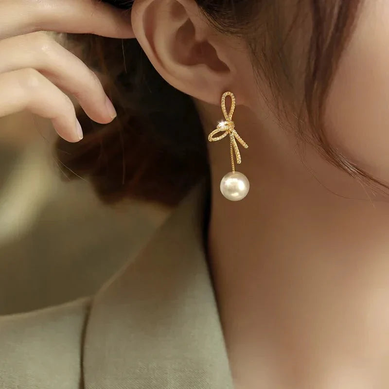 Fesara | Elegant Pearl Drop Dangle Earrings