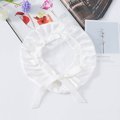 Soft Silk Sleep Cap with Satin Ribbons