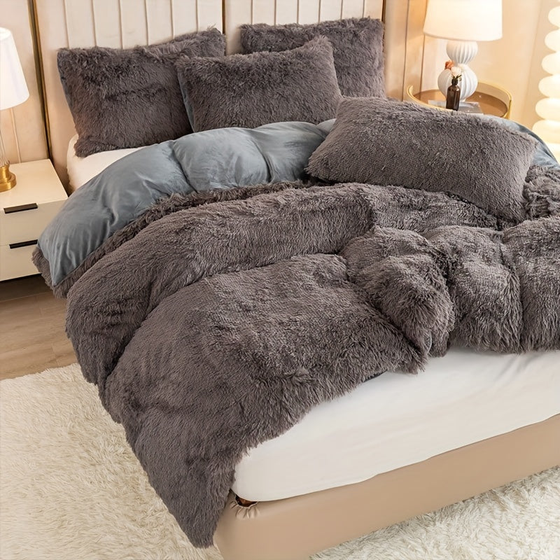 Cozy Fesara Plush Duvet Cover Set with Zipper