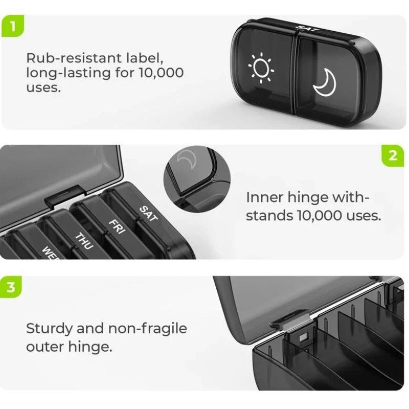 Daily Pill Box - Portable, Extra Large, BPA Free Organizer