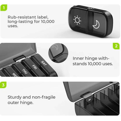 Daily Pill Box - Portable, Extra Large, BPA Free Organizer