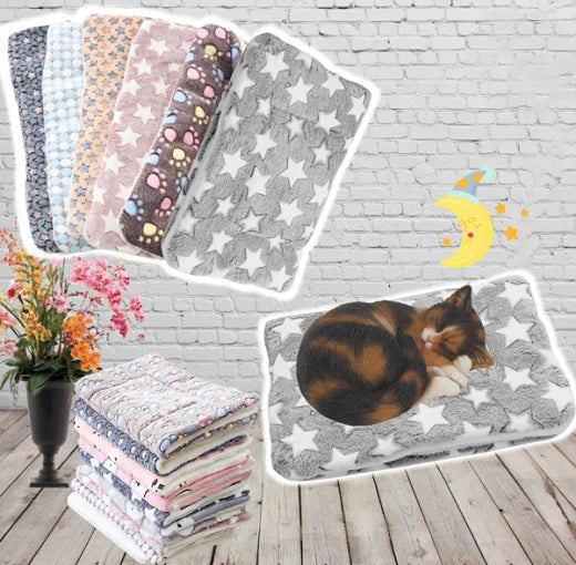 Plush Pet Blanket - Warm Fuzzy Throw with Cats - Fesara
