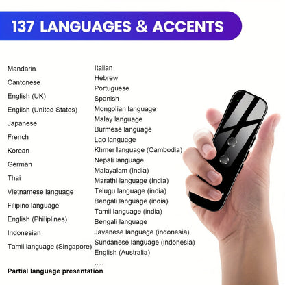 Portable Two-Way Language Translator with Built-In Wi-Fi and USB Rechargeable Battery - Compact Travel Device for Effortless Communication-4