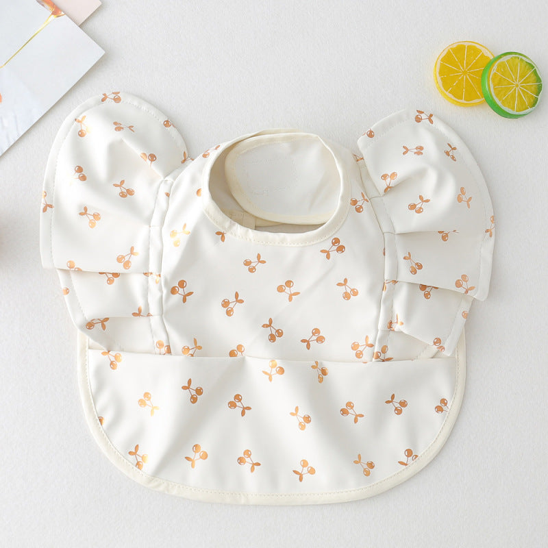 Soft Baby Bib with Sleeves - Waterproof Feeding Bib with Crumb Catcher