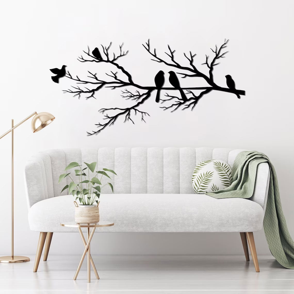 Stylish Black Metal Bird Wall Decor - Fesara