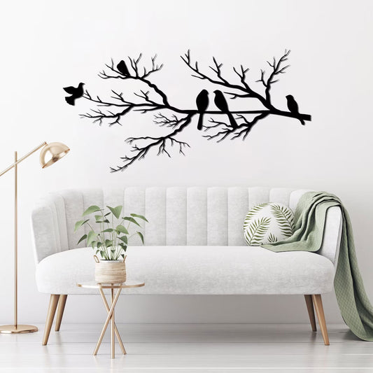 Stylish Black Metal Bird Wall Decor - Fesara