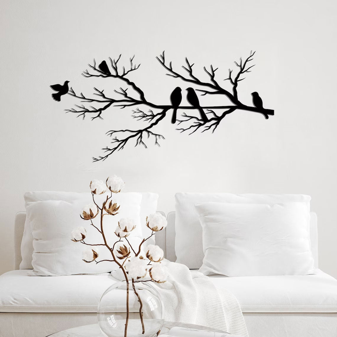 Stylish Black Metal Bird Wall Decor