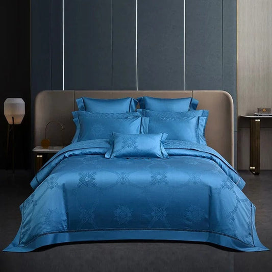 Luxurious Navy Blue Cotton Bed Sheets Set - Fesara