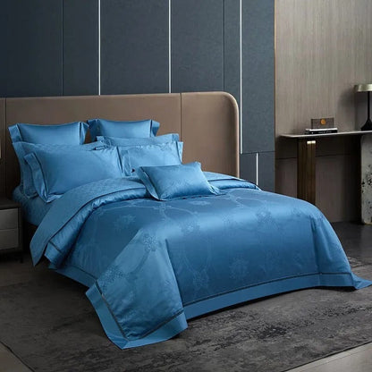 Luxurious Navy Blue Cotton Bed Sheets Set