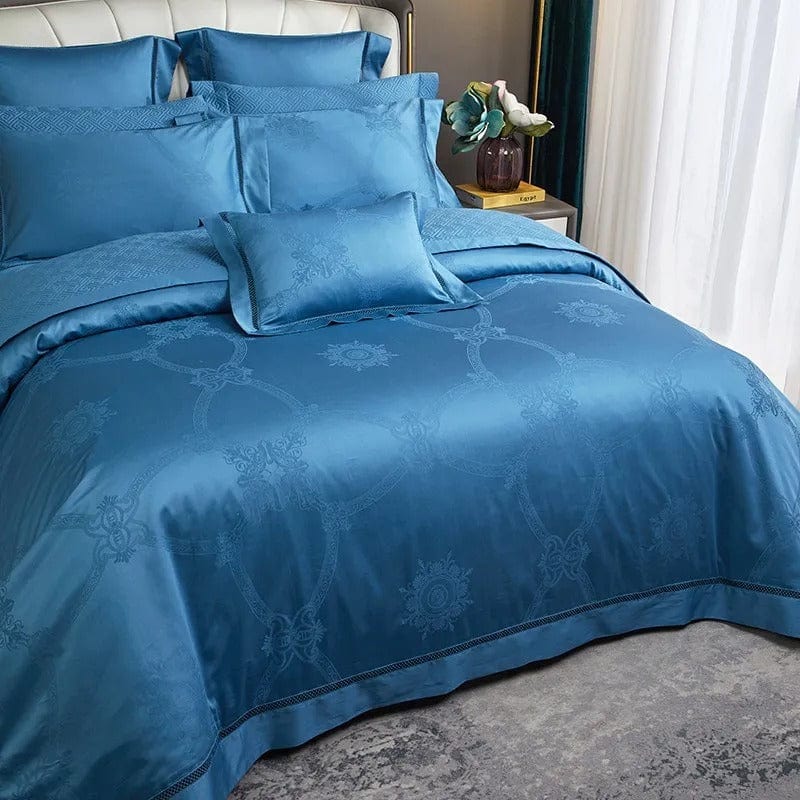 Luxurious Navy Blue Cotton Bed Sheets Set