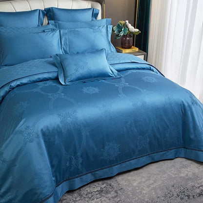 Luxurious Navy Blue Cotton Bed Sheets Set