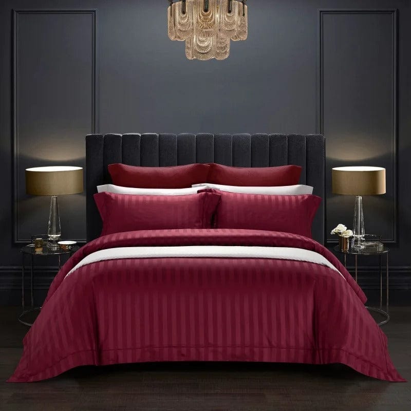 Luxurious Red Cotton Bedding Set - Fesara