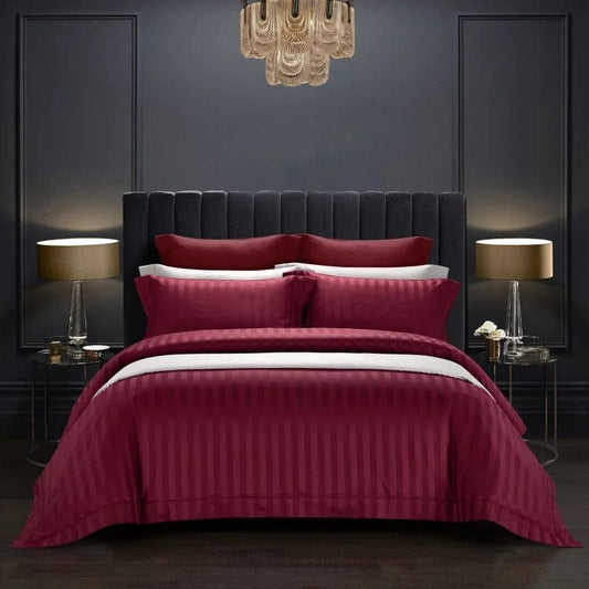 Luxurious Red Cotton Bedding Set - Fesara