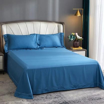 Luxurious Navy Blue Cotton Bed Sheets Set