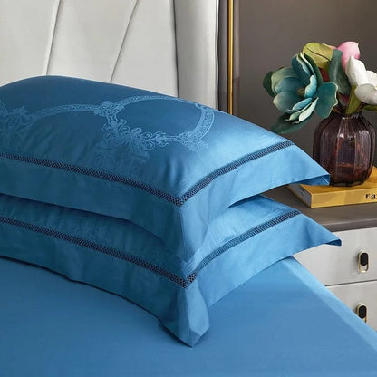 Luxurious Navy Blue Cotton Bed Sheets Set