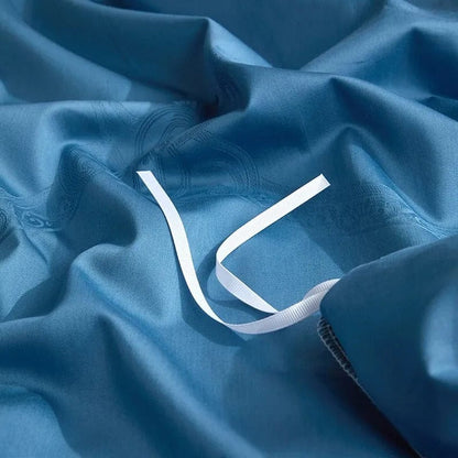 Luxurious Navy Blue Cotton Bed Sheets Set