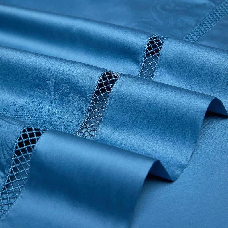 Luxurious Navy Blue Cotton Bed Sheets Set