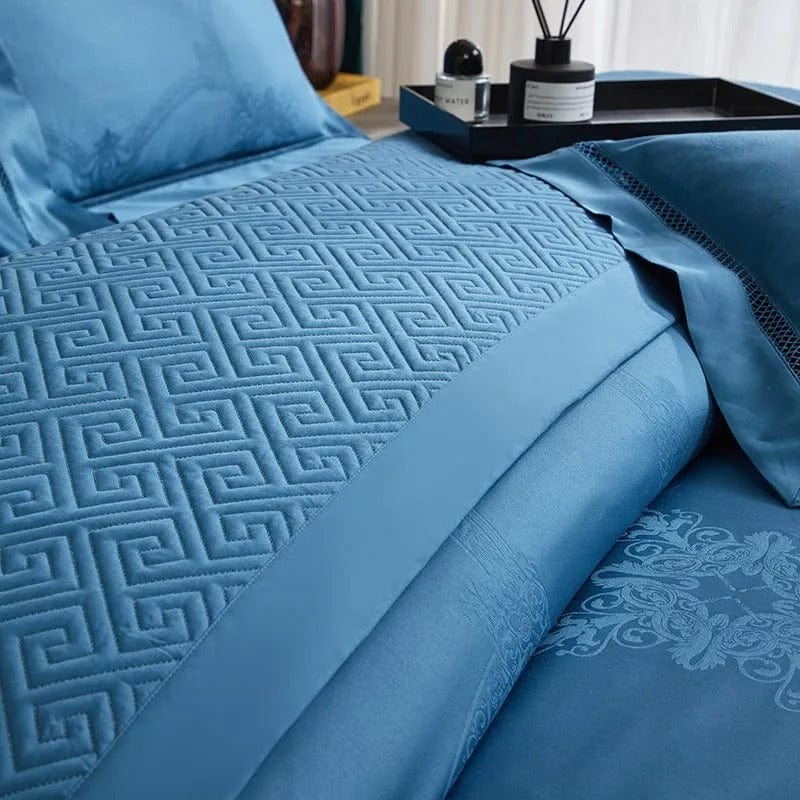 Luxurious Navy Blue Cotton Bed Sheets Set