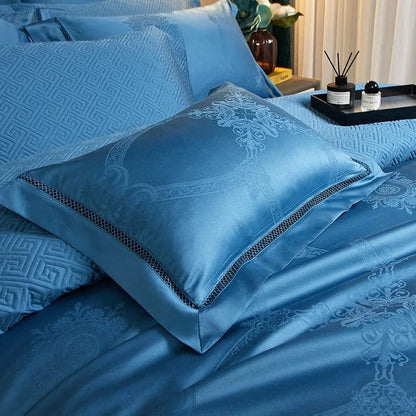 Luxurious Navy Blue Cotton Bed Sheets Set