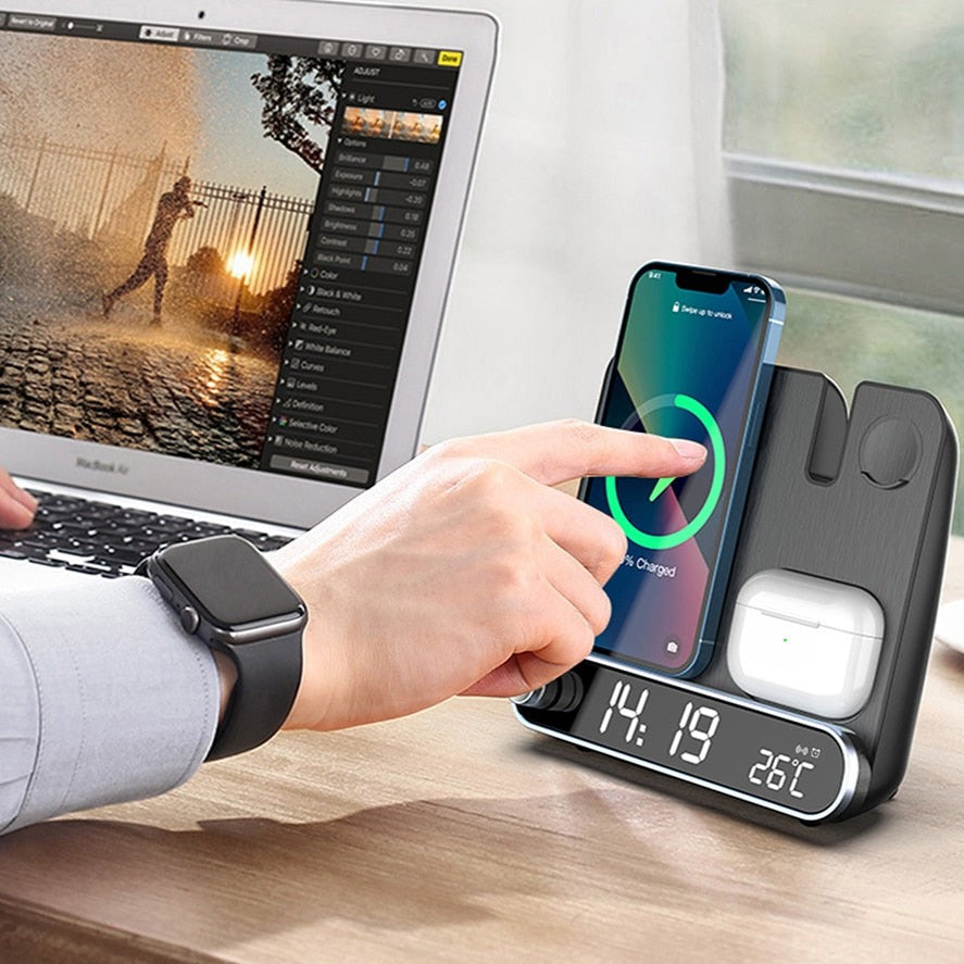 Compact 3 in 1 Wireless Charging Alarm Clock