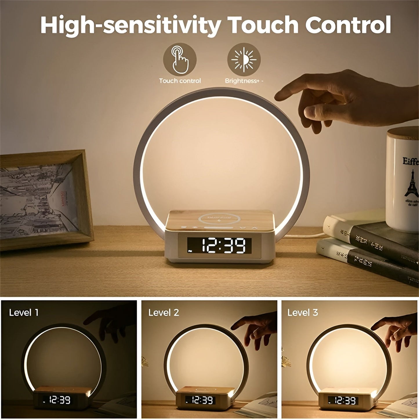 Smart LED Bedside Lamp with USB Charger