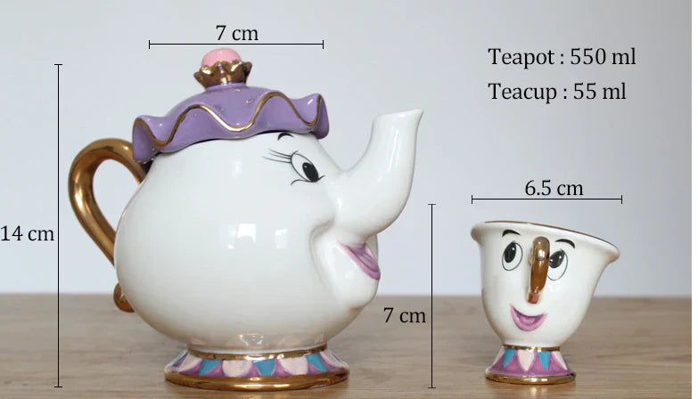Enchanting Disney Beauty Beast Porcelain Tea Set Mug Cups