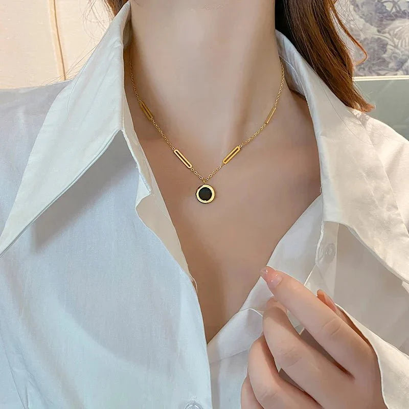 Classic Two Sided Roman Number Necklace