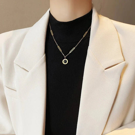 Classic Two Sided Roman Number Necklace - Fesara