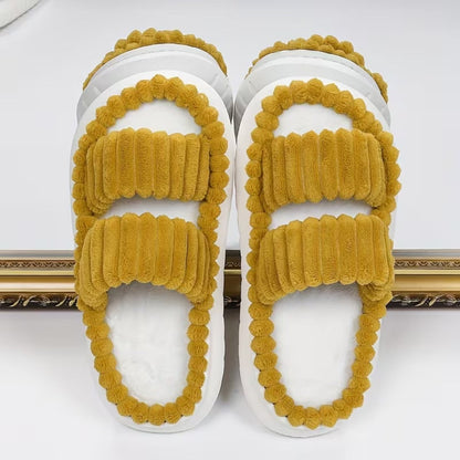 Double Straps Plush Slippers for Women - Slippers - Wild Eye Vision